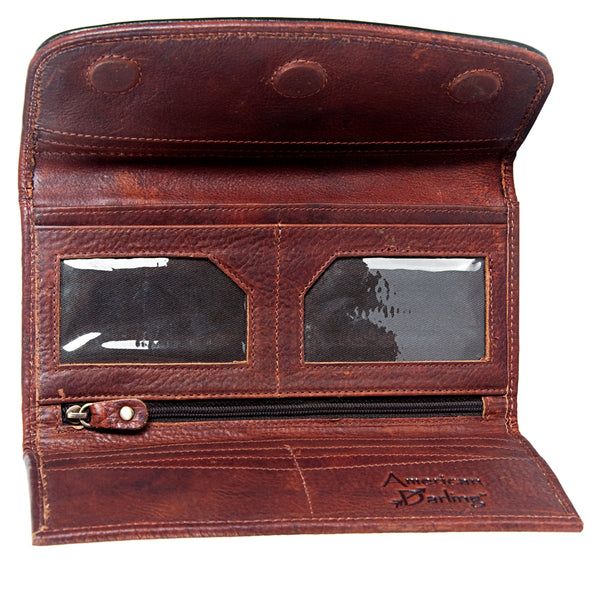 ADBGM102 Western Floral Tooled Leather Wallet - Boho Rodeo Clutch