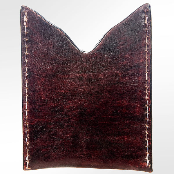 ADCCF103 Hand-Tooled Leather Card Holder - Western Horse & Floral Design