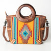 ADBG616B American Darling Western Aztec Blanket & Tooled Leather Tote Bag with Handles