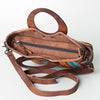 ADBG616B American Darling Western Aztec Blanket & Tooled Leather Tote Bag with Handles