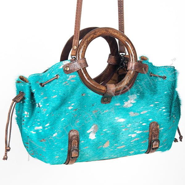 ADBG618 American Darling Hair-On Cowhide Western Leather Tote Bag with Drawstring