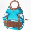 ADBG618C American Darling Woven Saddle Blanket & Genuine Leather Tote with Wooden Handles
