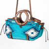 ADBG618C American Darling Woven Saddle Blanket & Genuine Leather Tote with Wooden Handles