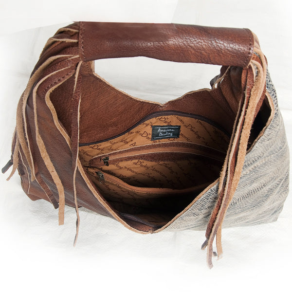 ADBG619A American Darling Handcrafted Western Leather Hobo Bag with Fringes