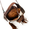 ADBG622B American Darling Hand Tooled Floral & Cowhide Western Leather Hobo Bag with Fringes