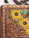 ADBG622B American Darling Hand Tooled Floral & Cowhide Western Leather Hobo Bag with Fringes