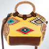 ADBG623C American Darling Yellow Aztec Saddle Blanket & Hand Tooled Leather Tote Bag