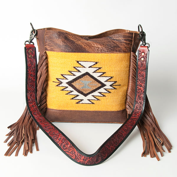 ADBG624 American Darling Hand Tooled Floral & Saddle Blanket Western Messenger Bag