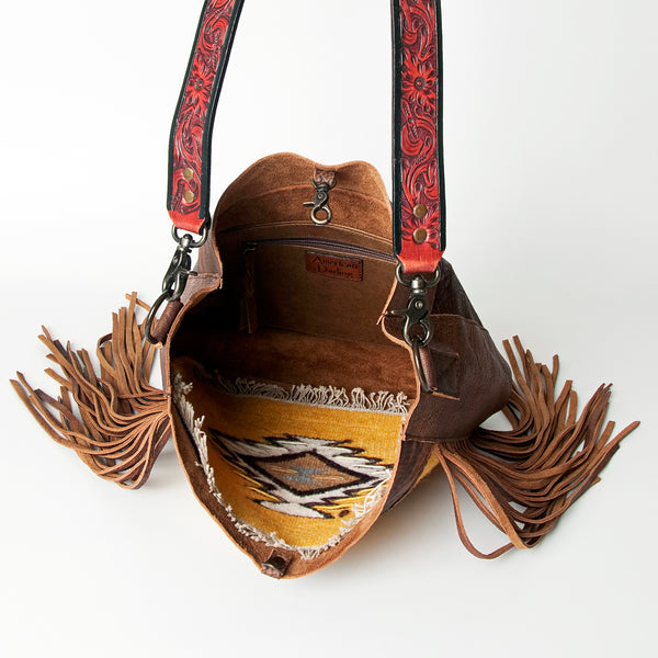 ADBG624 American Darling Hand Tooled Floral & Saddle Blanket Western Messenger Bag