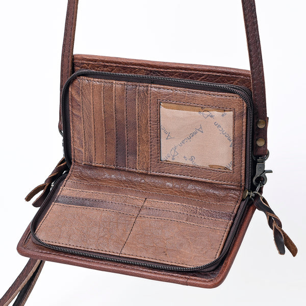 ADBG485 Multicolor Southwestern Wool Organizer Bag with Leather Trim & Crossbody Strap