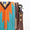 ADBG485 Multicolor Southwestern Wool Organizer Bag with Leather Trim & Crossbody Strap