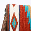 ADBG485 Multicolor Southwestern Wool Organizer Bag with Leather Trim & Crossbody Strap