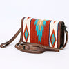 ADBG485 Multicolor Southwestern Wool Organizer Bag with Leather Trim & Crossbody Strap