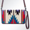 ADBG485 Multicolor Southwestern Wool Organizer Bag with Leather Trim & Crossbody Strap