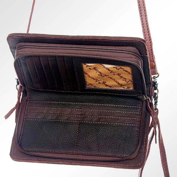ADBG485 Multicolor Southwestern Wool Organizer Bag with Leather Trim & Crossbody Strap