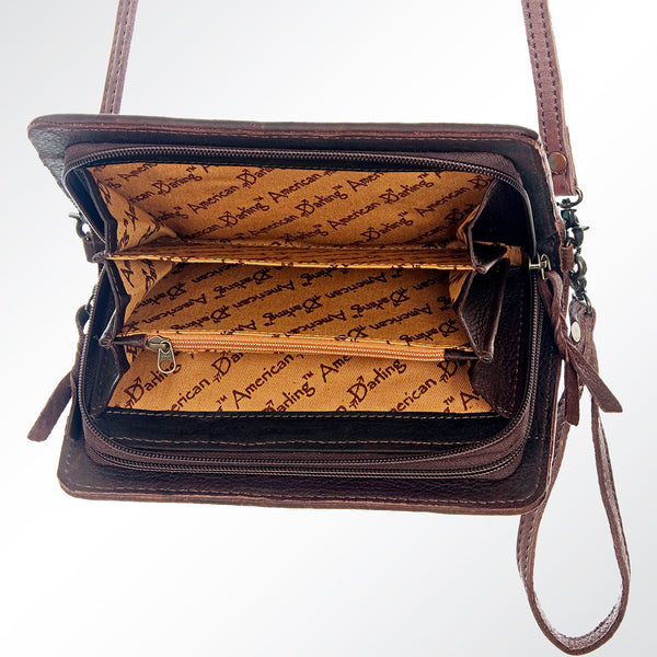 ADBG485 Multicolor Southwestern Wool Organizer Bag with Leather Trim & Crossbody Strap