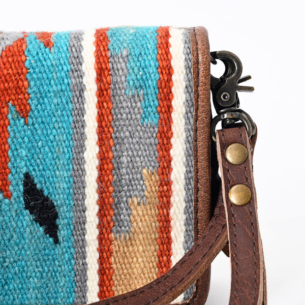 ADBG485 Southwestern Wool Organizer Bag with Leather Trim & Crossbody Strap
