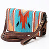 ADBG485 Southwestern Wool Organizer Bag with Leather Trim & Crossbody Strap
