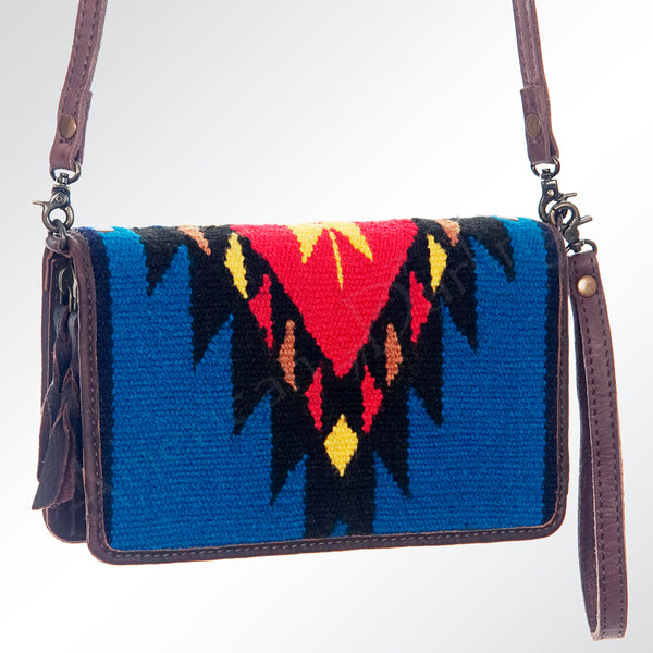 ADBG485 Southwestern Wool Organizer Bag with Leather Trim & Crossbody Strap