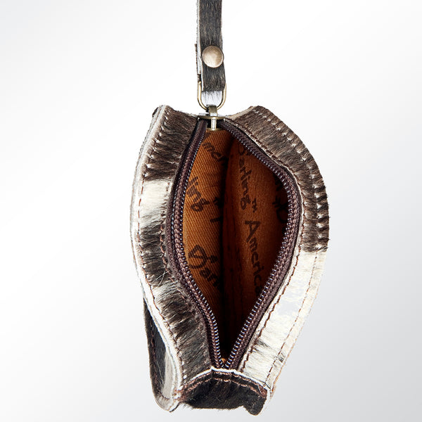 LC-ADBGZ319 Round Cowhide Canteen - Genuine Hair-On Hide Western Mini Pouch