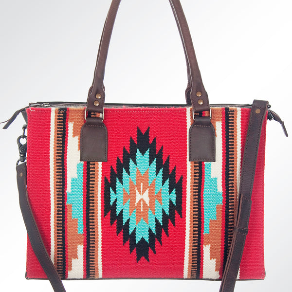 ADBG632 American Darling Hand Woven Saddle Blanket Western Leather Tote Bag