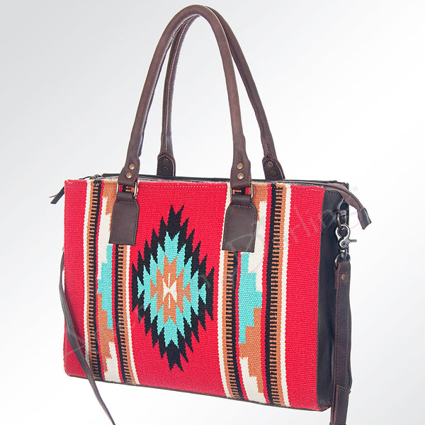 ADBG632 American Darling Hand Woven Saddle Blanket Western Leather Tote Bag