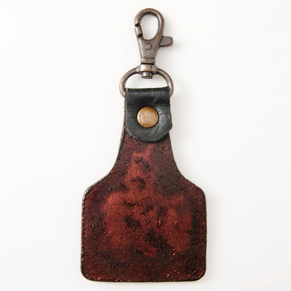 LC-ADKR214 Hand-Tooled Leather Keyring Sunflower with TurquoiseAAccent