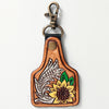 ADKR174 Hand-Tooled Leather Sunflower Western Keyring with Swivel Clasp