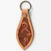 ADKR176 Hand-Tooled Teardrop Leather keyring with Western Floral Design