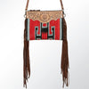 ADBG236 American Darling Hand-Tooled Floral Cross body Bag with Woven Saddle Blanket & Fringes