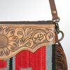 ADBG236 American Darling Hand-Tooled Floral Cross body Bag with Woven Saddle Blanket & Fringes