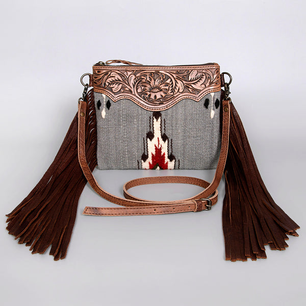 ADBG236 American Darling Western Cross body Bag Hand-Tooled Leather & Saddle Blanket