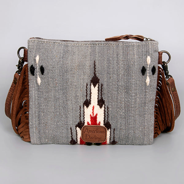 ADBG236 American Darling Western Cross body Bag Hand-Tooled Leather & Saddle Blanket