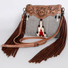 ADBG236 American Darling Western Cross body Bag Hand-Tooled Leather & Saddle Blanket