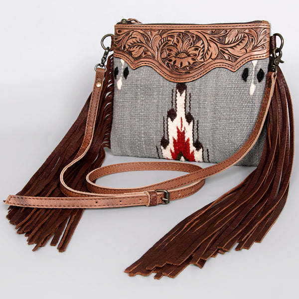 ADBG236 American Darling Western Cross body Bag Hand-Tooled Leather & Saddle Blanket