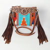 ADBG236 American Darling Western Cross body Bag Hand-Tooled Leather & Saddle Blanket