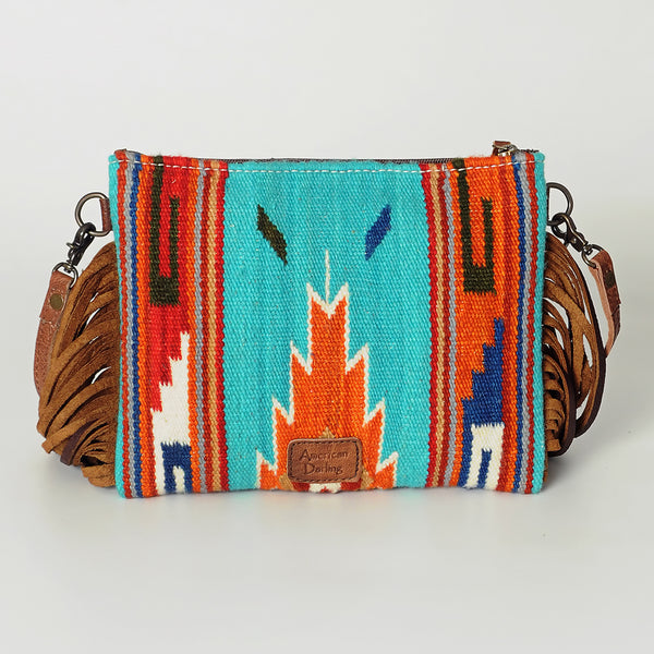 ADBG236 American Darling Western Cross body Bag Hand-Tooled Leather & Saddle Blanket