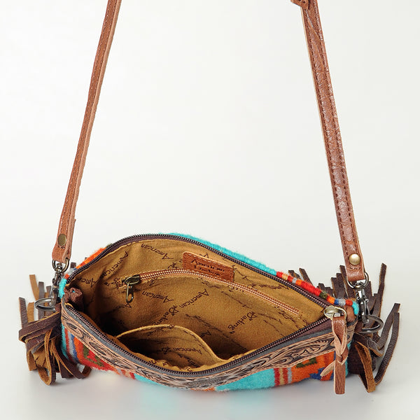 ADBG236 American Darling Western Cross body Bag Hand-Tooled Leather & Saddle Blanket