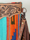 ADBG236 American Darling Western Cross body Bag Hand-Tooled Leather & Saddle Blanket