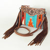 ADBG236 American Darling Western Cross body Bag Hand-Tooled Leather & Saddle Blanket