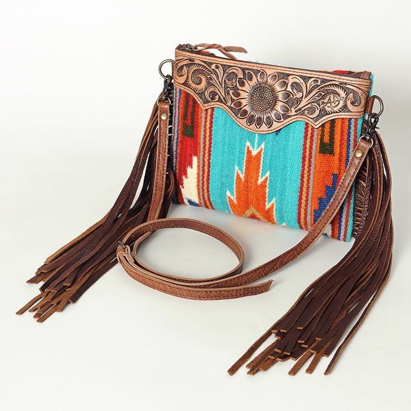 ADBG236 American Darling Western Cross body Bag Hand-Tooled Leather & Saddle Blanket
