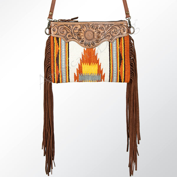 ADBG236 American Darling Western Cross body Bag Hand-Tooled Leather & Saddle Blanket