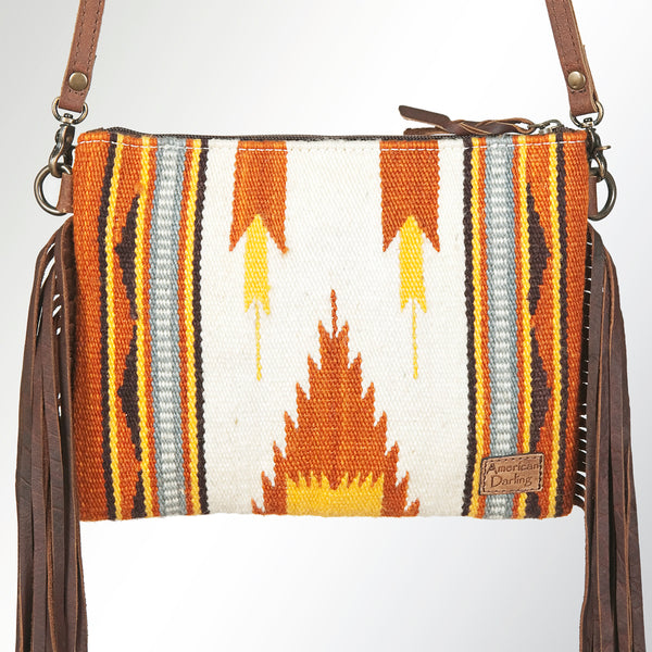 ADBG236 American Darling Western Cross body Bag Hand-Tooled Leather & Saddle Blanket