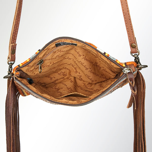 ADBG236 American Darling Western Cross body Bag Hand-Tooled Leather & Saddle Blanket