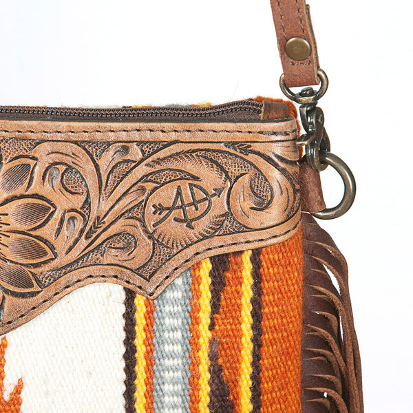 ADBG236 American Darling Western Cross body Bag Hand-Tooled Leather & Saddle Blanket