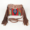 ADBG236 American Darling Western Cross body Bag Hand-Tooled Leather & Saddle Blanket