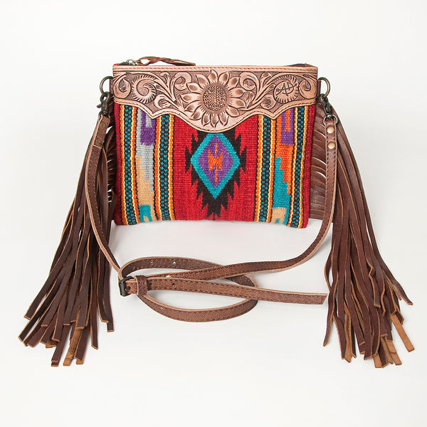 ADBG236 American Darling Western Cross body Bag Hand-Tooled Leather & Saddle Blanket