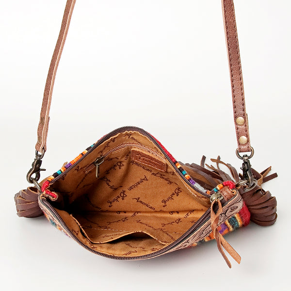 ADBG236 American Darling Western Cross body Bag Hand-Tooled Leather & Saddle Blanket
