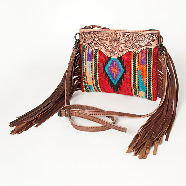 ADBG236 American Darling Western Cross body Bag Hand-Tooled Leather & Saddle Blanket