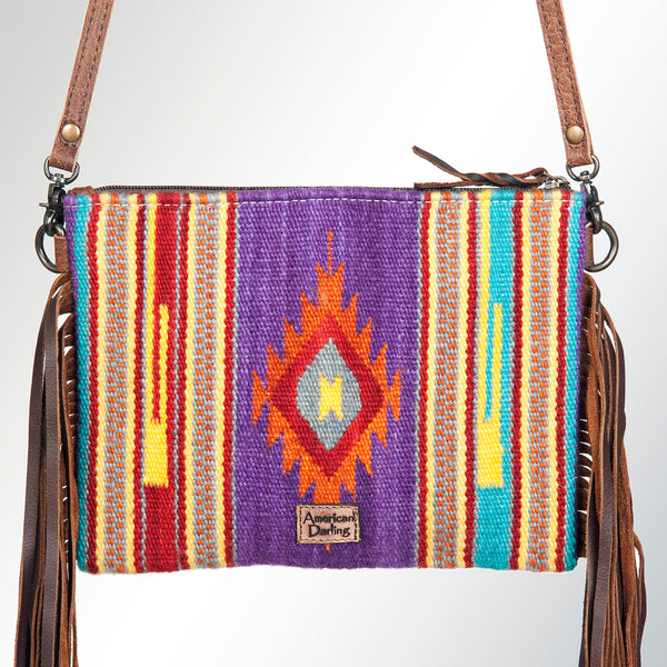 ADBG236 American Darling Western Cross body Bag Hand-Tooled Leather & Saddle Blanket